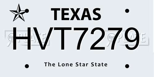 HVT7279 Texas License Plate