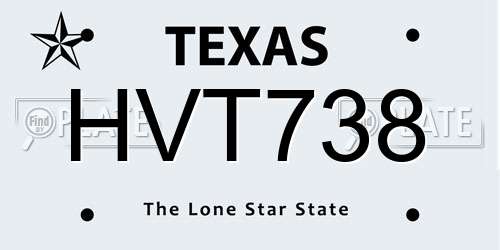 HVT738 Texas License Plate