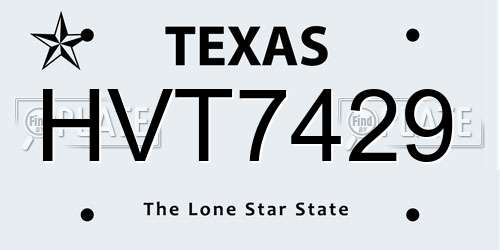 HVT7429 Texas License Plate