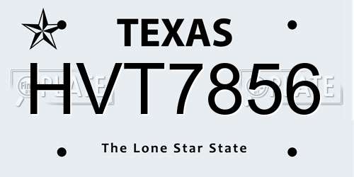 HVT7856 Texas License Plate