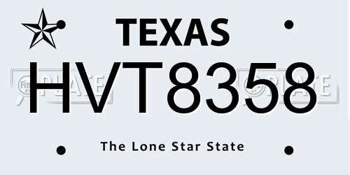 HVT8358 Texas License Plate