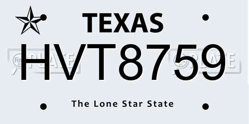 HVT8759 Texas License Plate