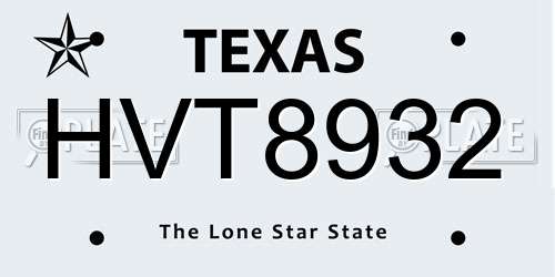 HVT8932 Texas License Plate