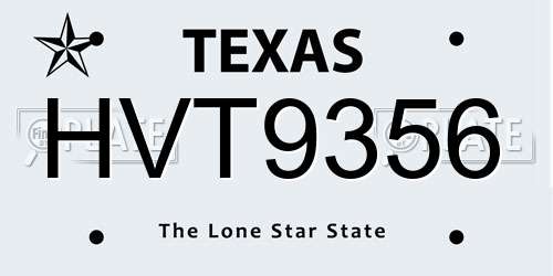 HVT9356 Texas License Plate