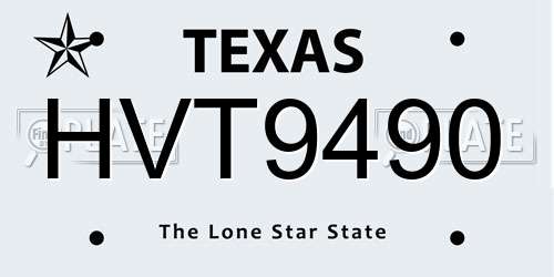 HVT9490 Texas License Plate