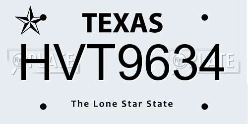 HVT9634 Texas License Plate