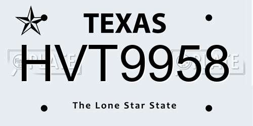HVT9958 Texas License Plate