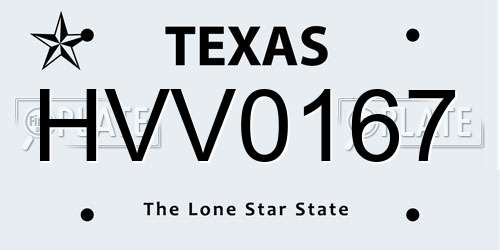 HVV0167 Texas License Plate