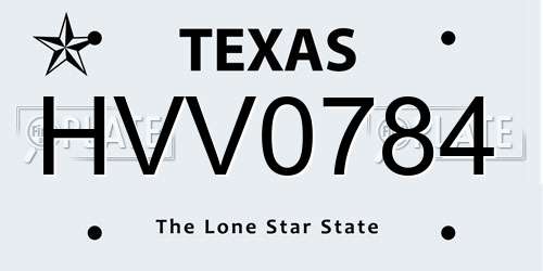 HVV0784 Texas License Plate