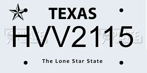 HVV2115 Texas License Plate