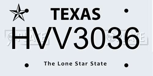 HVV3036 Texas License Plate