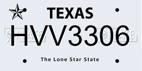 HVV3306 Texas License Plate