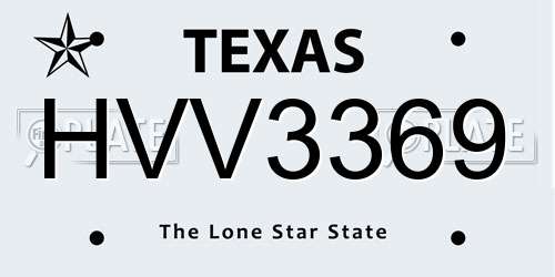 HVV3369 Texas License Plate