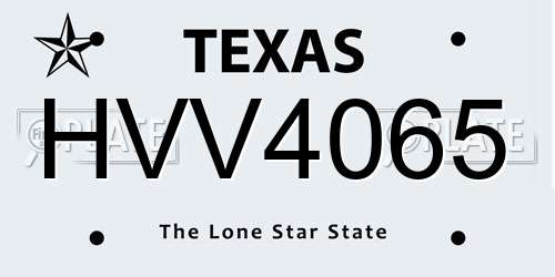 HVV4065 Texas License Plate