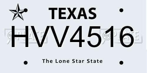HVV4516 Texas License Plate