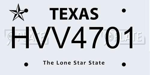 HVV4701 Texas License Plate
