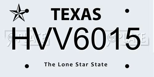 HVV6015 Texas License Plate