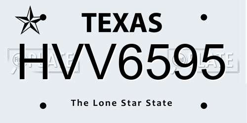 HVV6595 Texas License Plate
