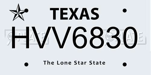 HVV6830 Texas License Plate
