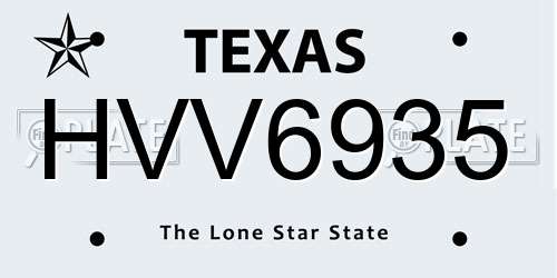 HVV6935 Texas License Plate