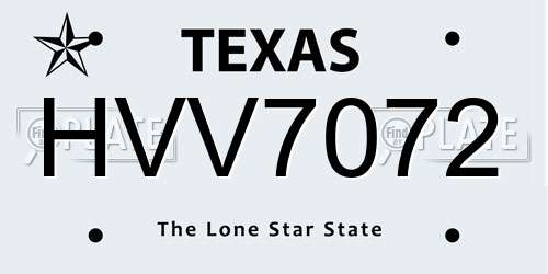 HVV7072 Texas License Plate