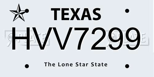 HVV7299 Texas License Plate