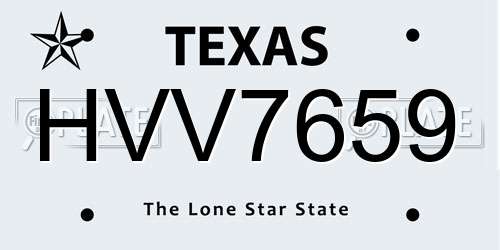 HVV7659 Texas License Plate