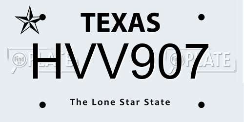 HVV907 Texas License Plate