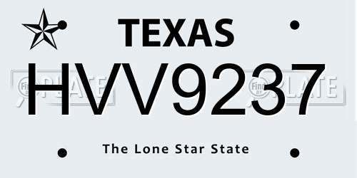 HVV9237 Texas License Plate