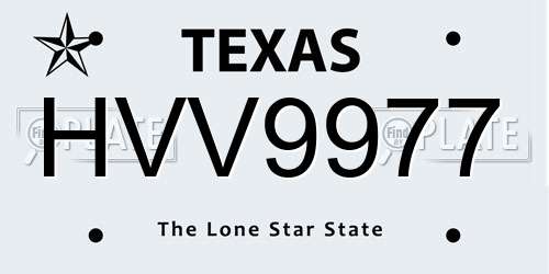 HVV9977 Texas License Plate