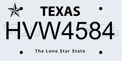 HVW4584 Texas License Plate