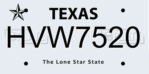 HVW7520 Texas License Plate