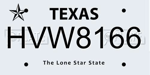 HVW8166 Texas License Plate