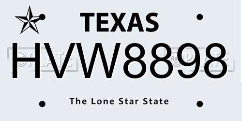 HVW8898 Texas License Plate