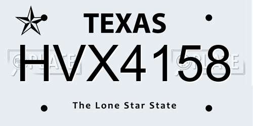 HVX4158 Texas License Plate