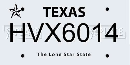 HVX6014 Texas License Plate