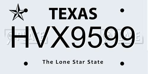 HVX9599 Texas License Plate
