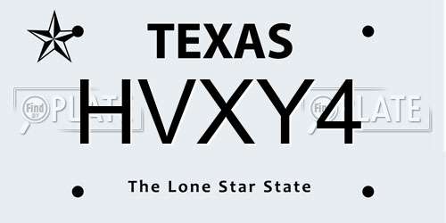 HVXY4 Texas License Plate