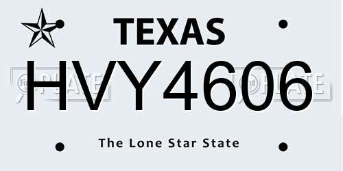 HVY4606 Texas License Plate