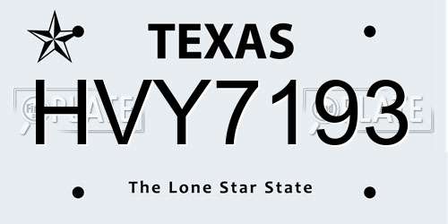 HVY7193 Texas License Plate