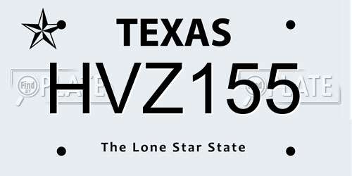 HVZ155 Texas License Plate