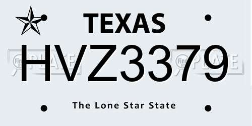 HVZ3379 Texas License Plate