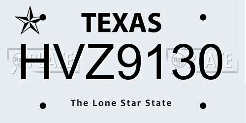 HVZ9130 Texas License Plate