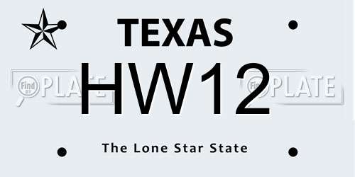 HW12 Texas License Plate
