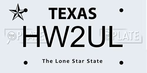 HW2UL Texas License Plate