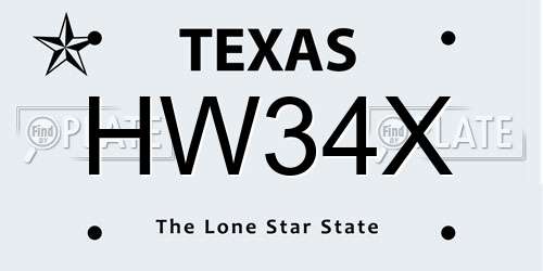 HW34X Texas License Plate
