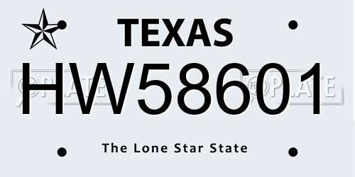 HW58601 Texas License Plate
