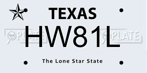 HW81L Texas License Plate