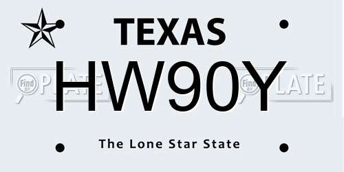 HW90Y Texas License Plate