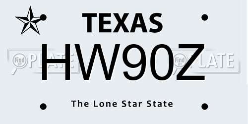 HW90Z Texas License Plate